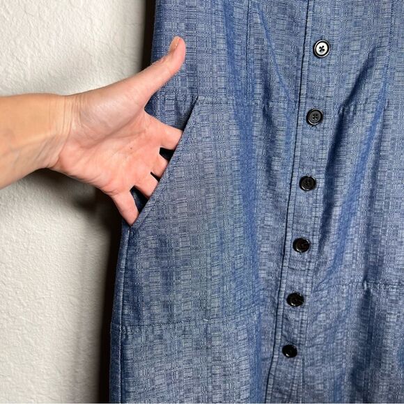 Derek Lam button front white white denim tank dress 🌺 pockets 🌺 size 4 - Picture 5 of 6